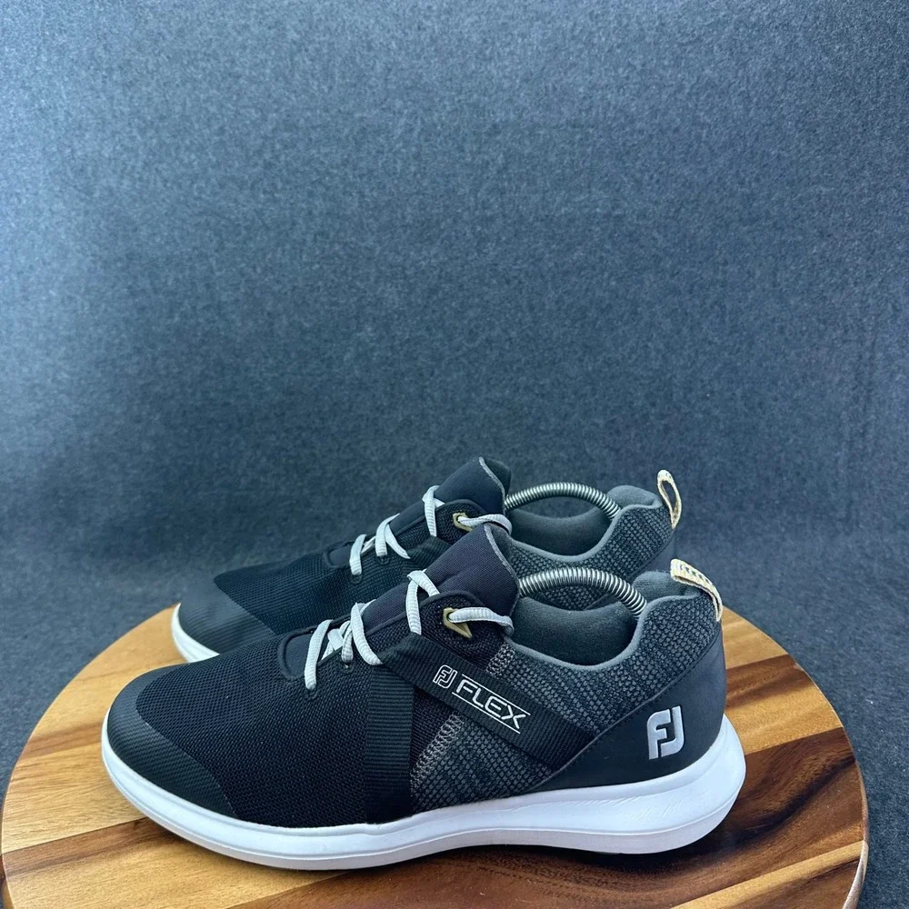 Footjoy FJ Flex Golf Shoes Mens Sz 9.5 XW Black Spikeless Golfing Sneakers 56103